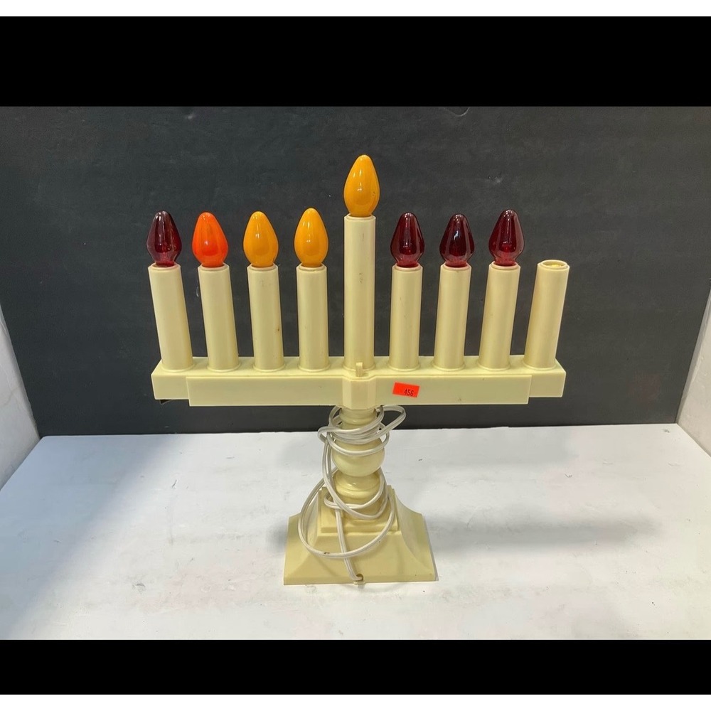 Unbranded Electric Menorah Unisex OS Ivory Good Plastic 9-Branch Hanukkah Lamp